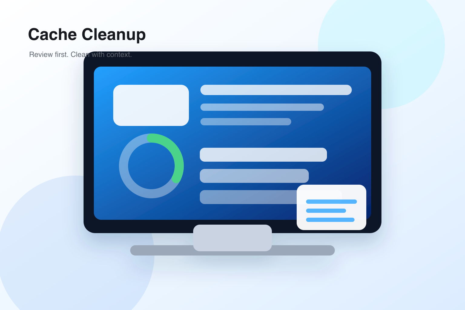 Cache Cleanup illustration for clear Mac cache.