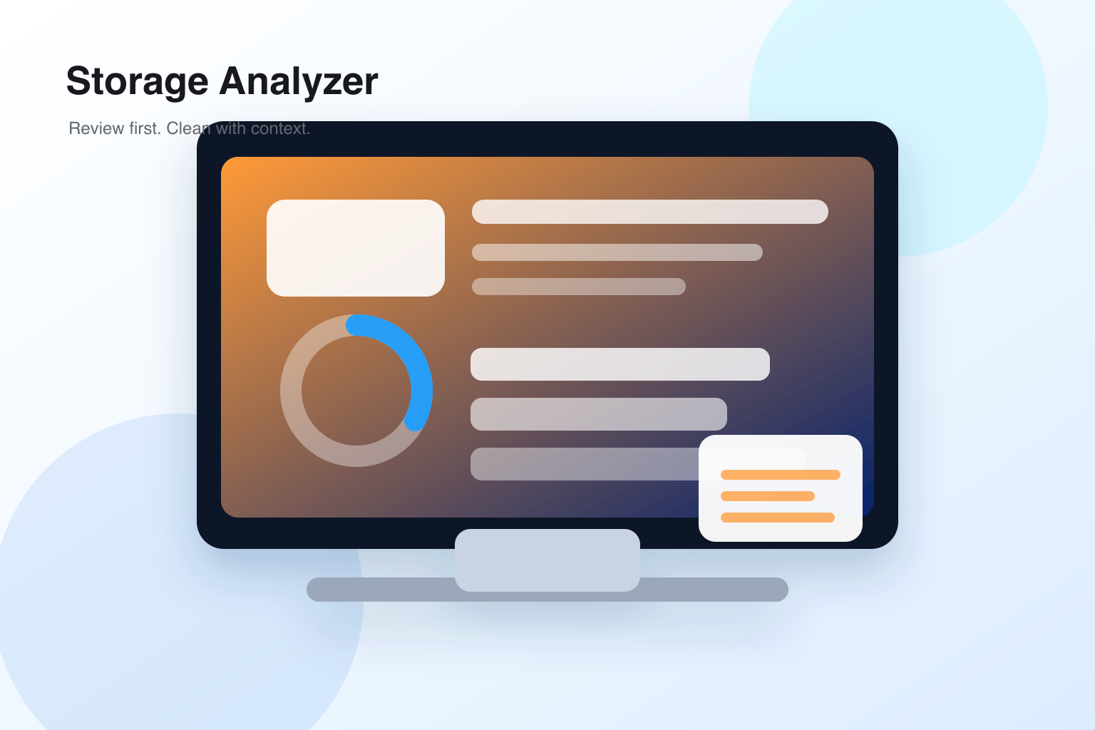 Storage Analyzer illustration for Mac storage analyzer.