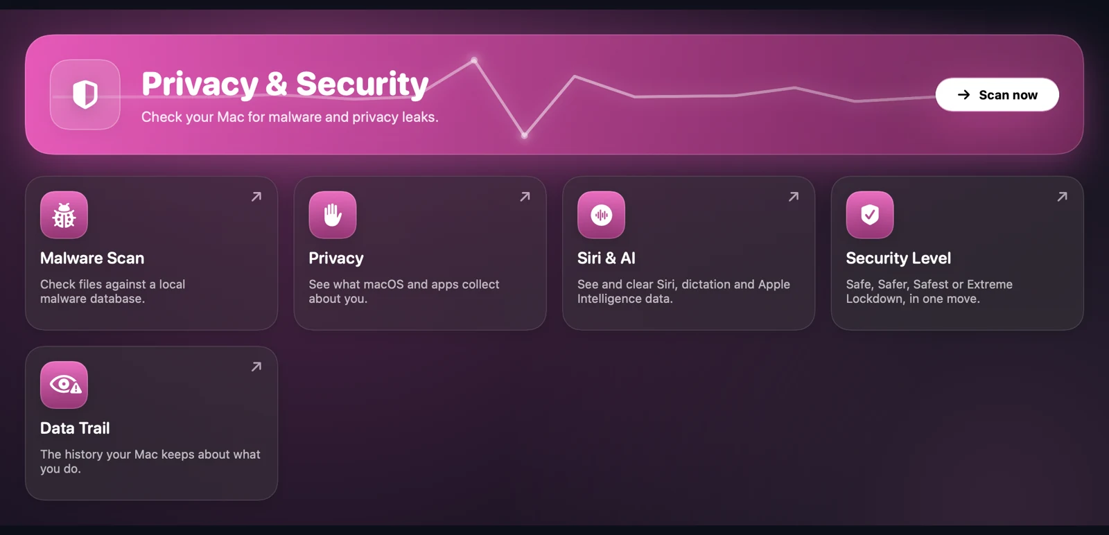 MacTidy privacy and security category screenshot.